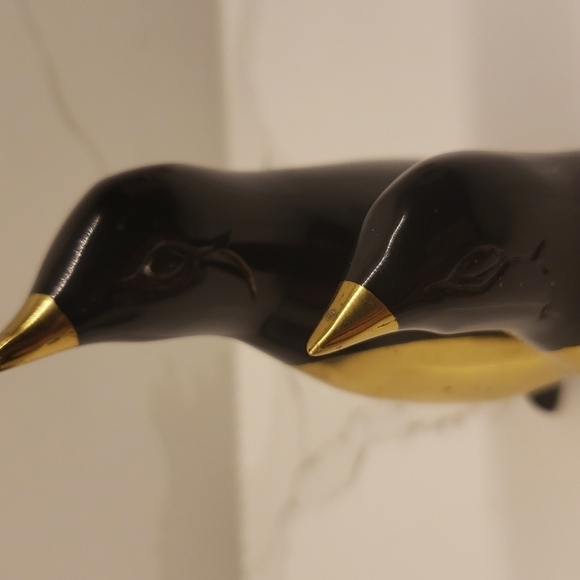Brass Penguin Figurines Black Gold 5"tall and 4"tall - Picture 12 of 13